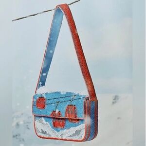 NWT Anthropologie The Fiona Beaded Bag: Winter Icon Edition, Ski Lift